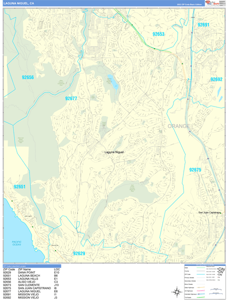 Laguna Niguel Wall Map